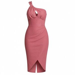 ASOS Curve Metallic Pink One Shoulder Dress Size 14